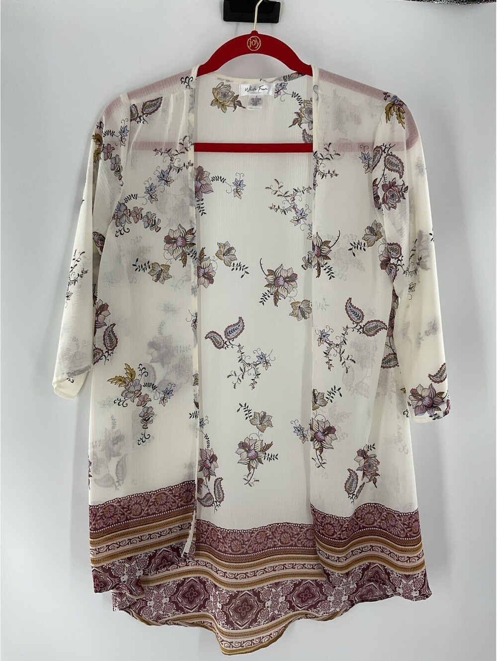 White Fawn Women’s Size Large Open Blouse Floral 118